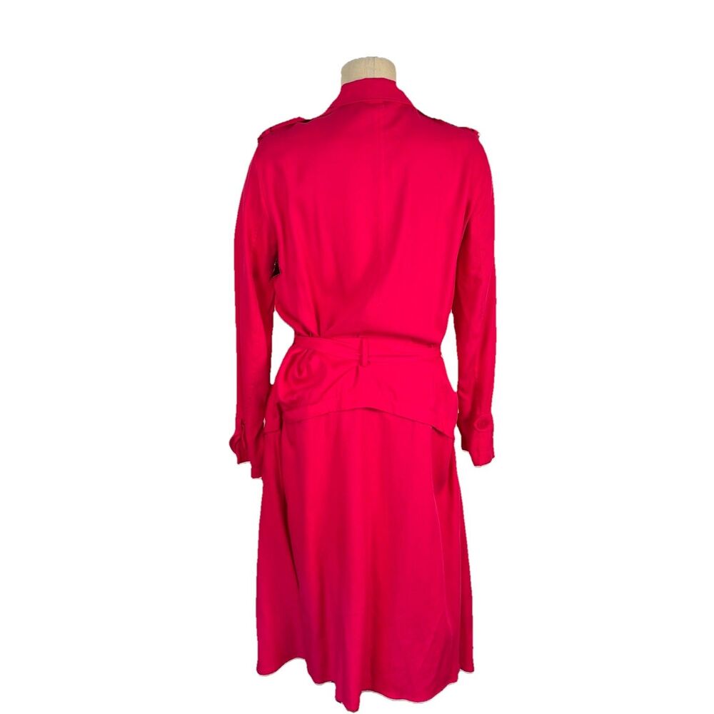 TRF_Outerwear by ZARA Womens M Lightweight Trench Coat Belt Fuchsia Pink Lyocell - Picture 2 of 8